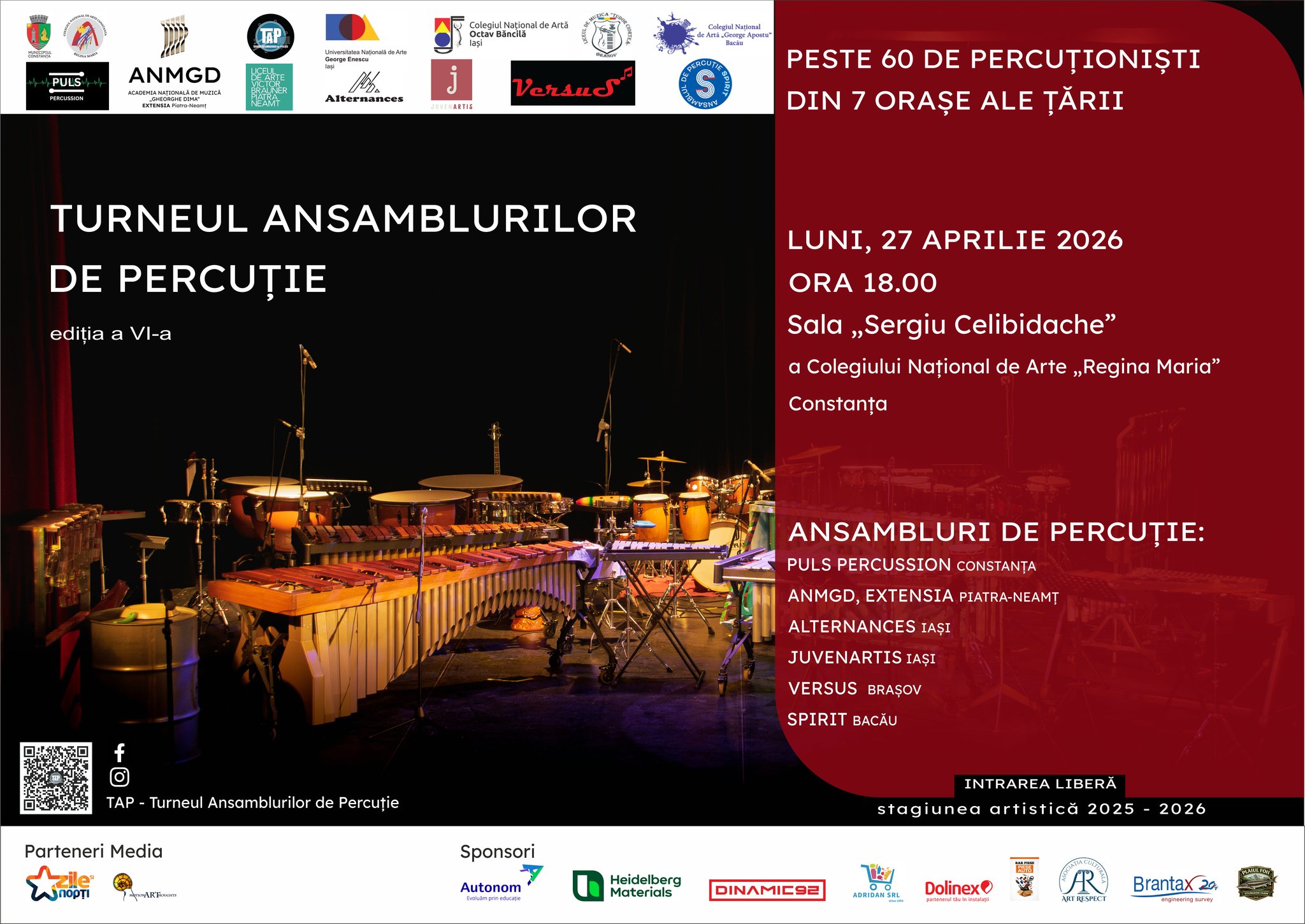 Zoli Tóth și percuționiștii Cantus Mundi în Turneul Ansamblurilor de Percuție (TAP) 80 TAP 27 aprilie