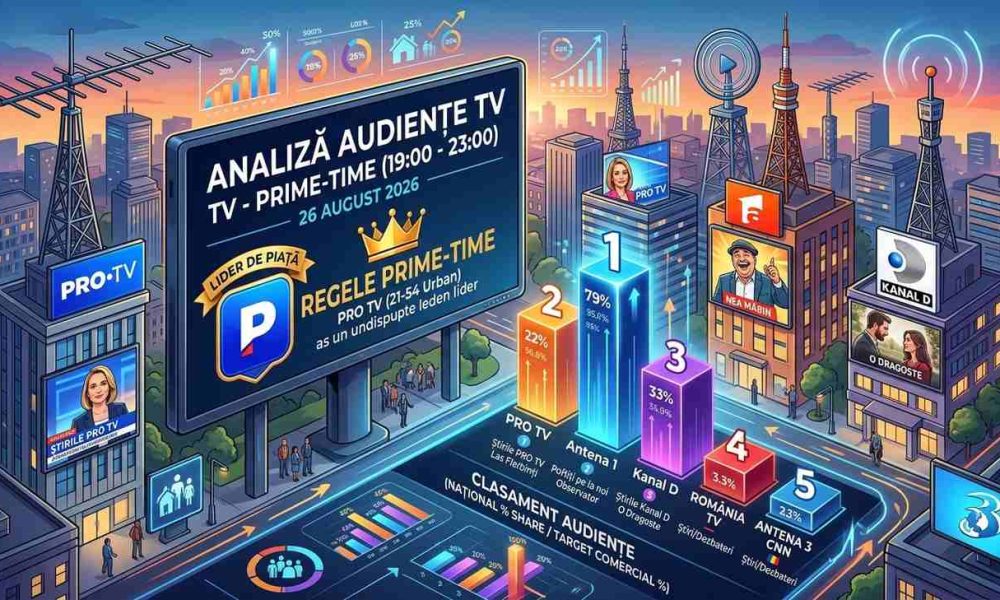 ANALIZA AUDIENTE TV prime time din data de 26 august 2026. Cine a fost lider Cum arata clasamentul 1