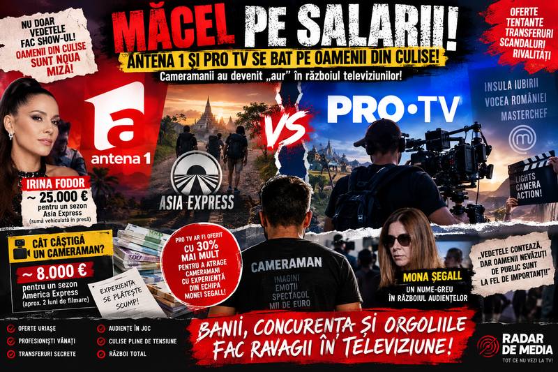 RAZBOI PE BANI INTRE ANTENA 1 SI PRO TV Mii de euro pentru oamenii din culise. Cameramanii au devenit „aur in lupta televiziunilor